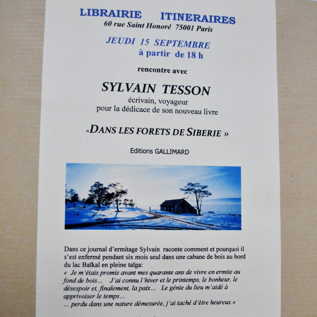 Affiche pour la soirée à la libraire "Itinéraires"